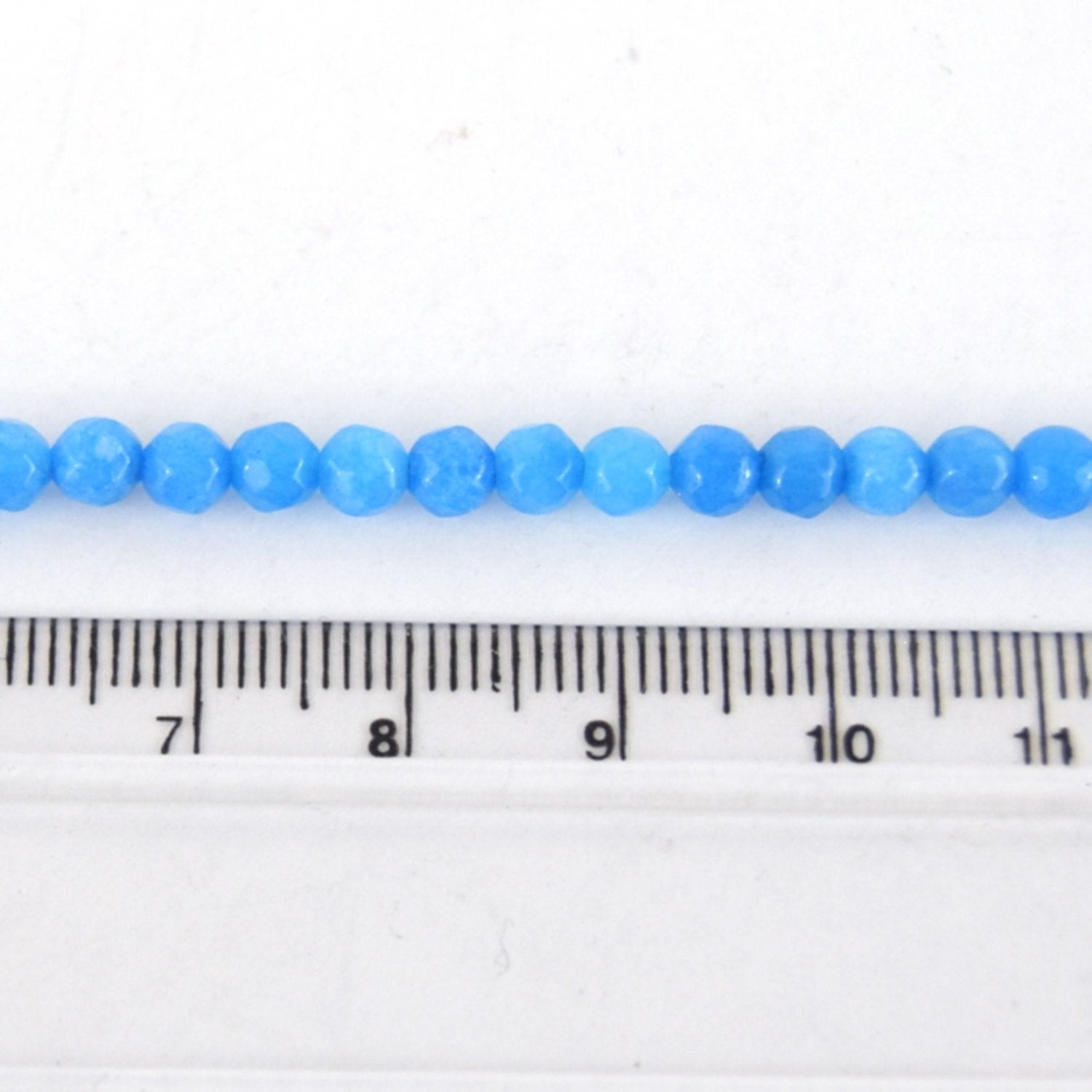 4mm Faceted Dyed Ocean Blue Natural Jade Round Beads - Sold by 15.5" Strands (~ 61 Beads)