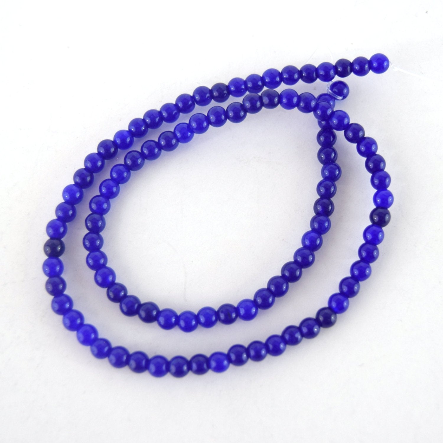 4mm Smooth Dyed Mixed Blue Natural Jade Round Beads - Sold by 15.5" Strands (~ 90 Beads)