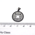 Small Gunmetal Plated  CZ Cubic Zirconia Inlaid Star Cutout Copper Pendant - Measuring 18mm x 18mm