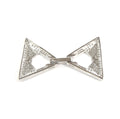 Large Silver Plated Cubic Zirconia Encrusted/Inlaid Triangle Shaped Copper Clasp Components - Measuring 24mm x 42mm