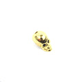 Gold Plated Cubic Zirconia Inlaid Skull Shaped Bead With Black CZ Eyes - Measures ~ 10mm x 13mm