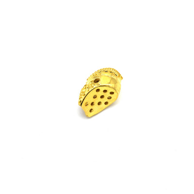 10mm x 20mm Gold Plated Cubic Zirconia Spartan Helmet Shaped Bead with Black Inlaid CZ