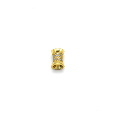 8mm x 11mm Gold Plated CZ Cubic Zirconia Inlaid Flared Shaped Bead with 4mm Holes