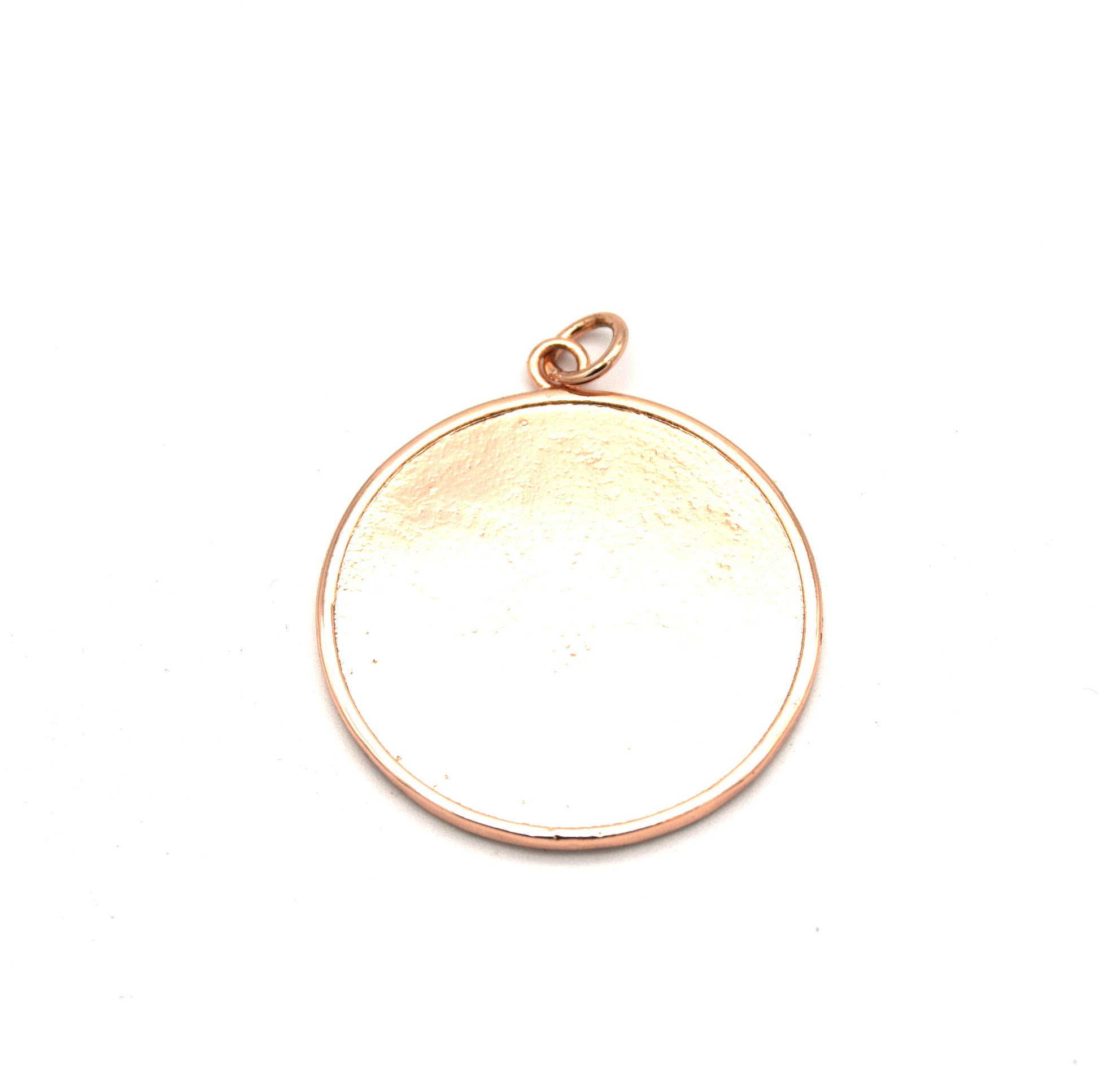 34mm x 34mm Rose Gold Plated CZ Cubic Zirconia Inlaid Flower on Coin/Disc Shaped Pendant