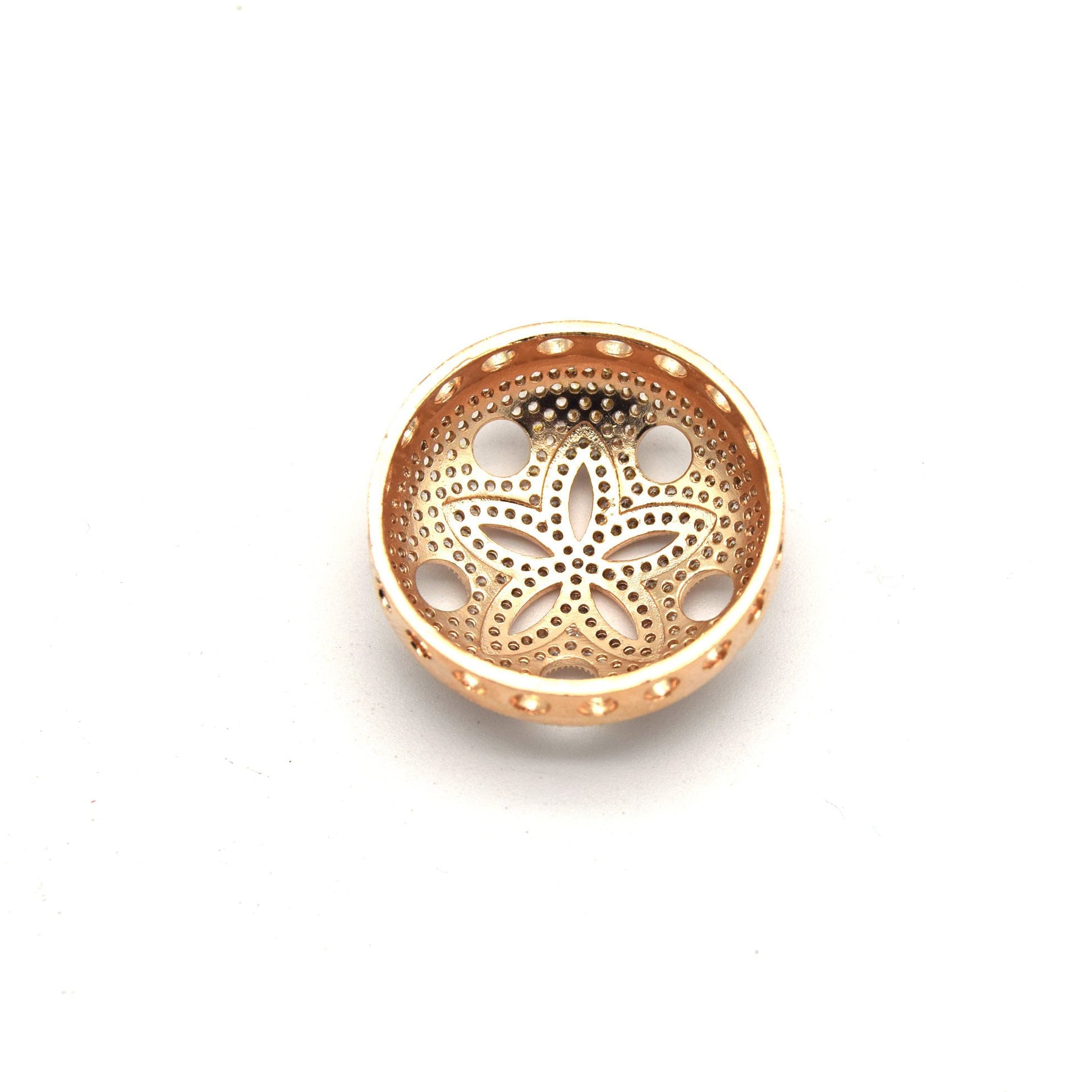 26mm Rose Gold Plated White CZ Cubic Zirconia Inlaid Flower/Star Open Round/Coin Shaped Slider