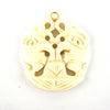 38mm x 40mm - White/Ivory - Hand Carved Dual Elephants- Round Shaped Natural OxBone Pendant