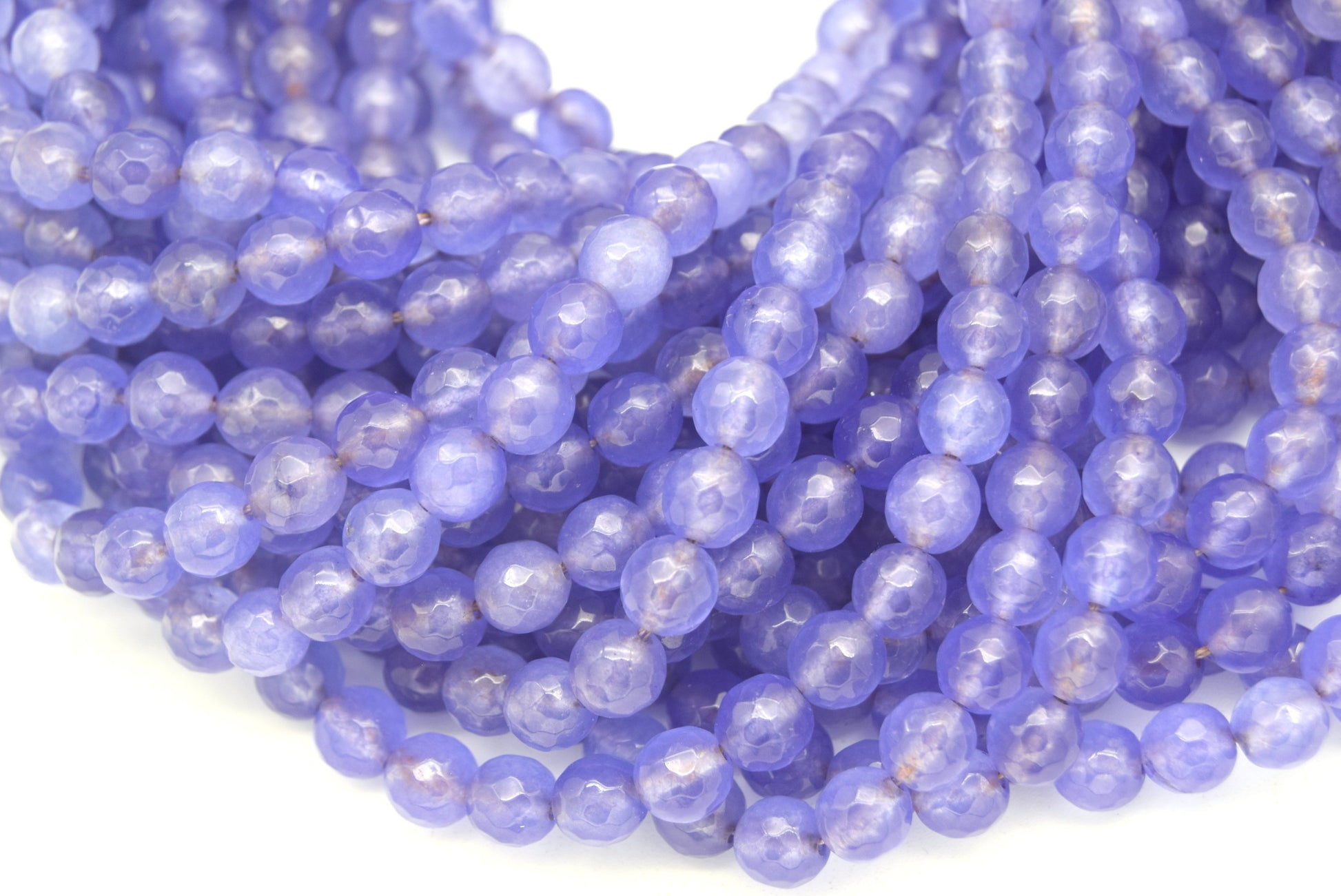 8mm Faceted Mixed Purple Agate Round/Ball Shaped Beads - 15" Strand (Approximately 48 Beads) - Natural Semi-Precious Gemstone
