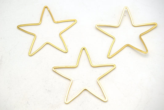 Star 22mm x 22mm Gold Plated Open Star Shaped Pendant/Connector Components (No Loop) -  (Pack of 4)