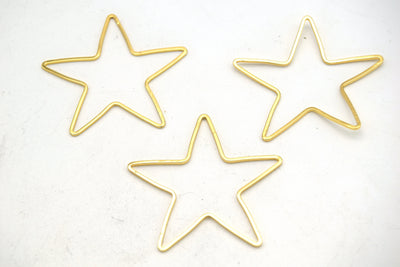 Star 22mm x 22mm Gold Plated Open Star Shaped Pendant/Connector Components (No Loop) -  (Pack of 4)