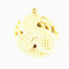 38mm x 40mm - White/Ivory - Hand Carved Coiled Snake - Round Shaped Natural OxBone Pendant