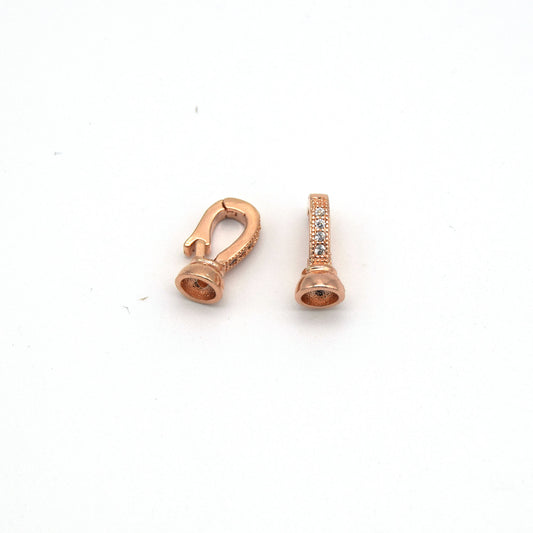 6mm x 13mm Smooth Rose Gold Plated Cubic Zirconia Claw Shaped Copper Clasp Components