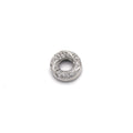 13mm x 13mm Silver Plated Cubic Zirconia Encrusted/Inlaid Swirled Donut/Ring Shaped Bead