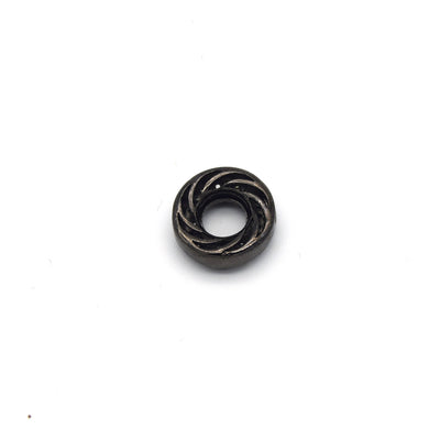 13mm x 13mm Gunmetal Plated Cubic Zirconia Encrusted/Inlaid Swirled Donut/Ring Shaped Bead
