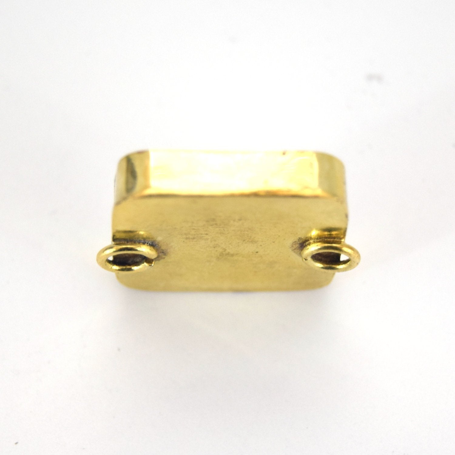 25mm Iridescent White & Gray Bi-Color Abalone Shell Square Gold Plated Bezel Connector