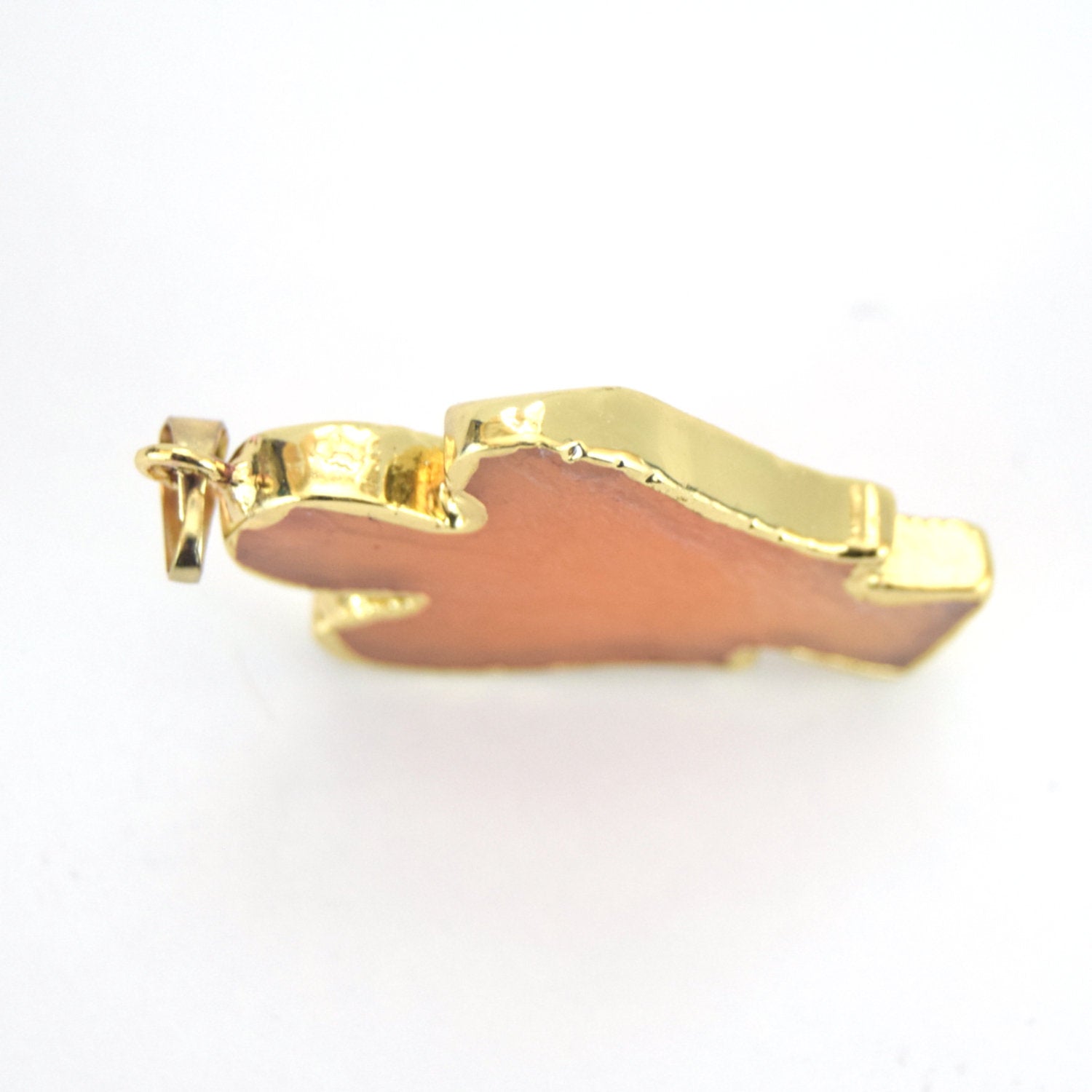 32mm x 42mm Gold Electroplated Red Mixed Agate Angel Shaped Pendant with Bail
