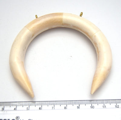 3.5" White/Off White Plain Thick Crescent Shaped Pendant with Two Gold Suspension Rings