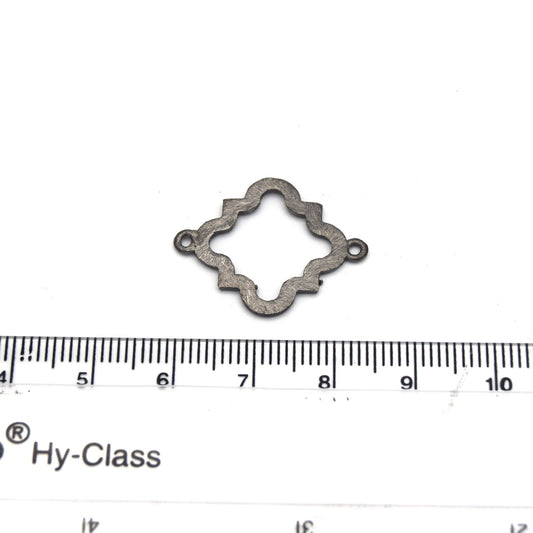 20mm Gunmetal | Silver|Gold Brushed Finish Open Squared Quatrefoil Shaped Plated Copper Connectors - Pack of 10