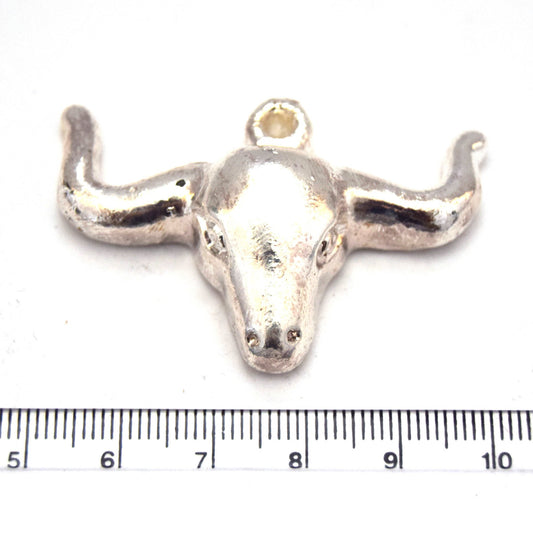 2" Silver Electroplated Acrylic Bull/Steer Skull Shaped Focal Pendants - Measuring 50mm x 32mm