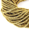 2mm x 4mm Faceted Natural Metallic Gold Coated Hematite Rondelle Shape Beads - Quality Gemstone