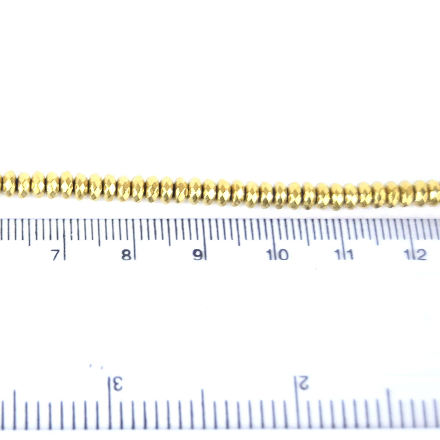 2mm x 4mm Faceted Natural Metallic Gold Coated Hematite Rondelle Shape Beads - Quality Gemstone