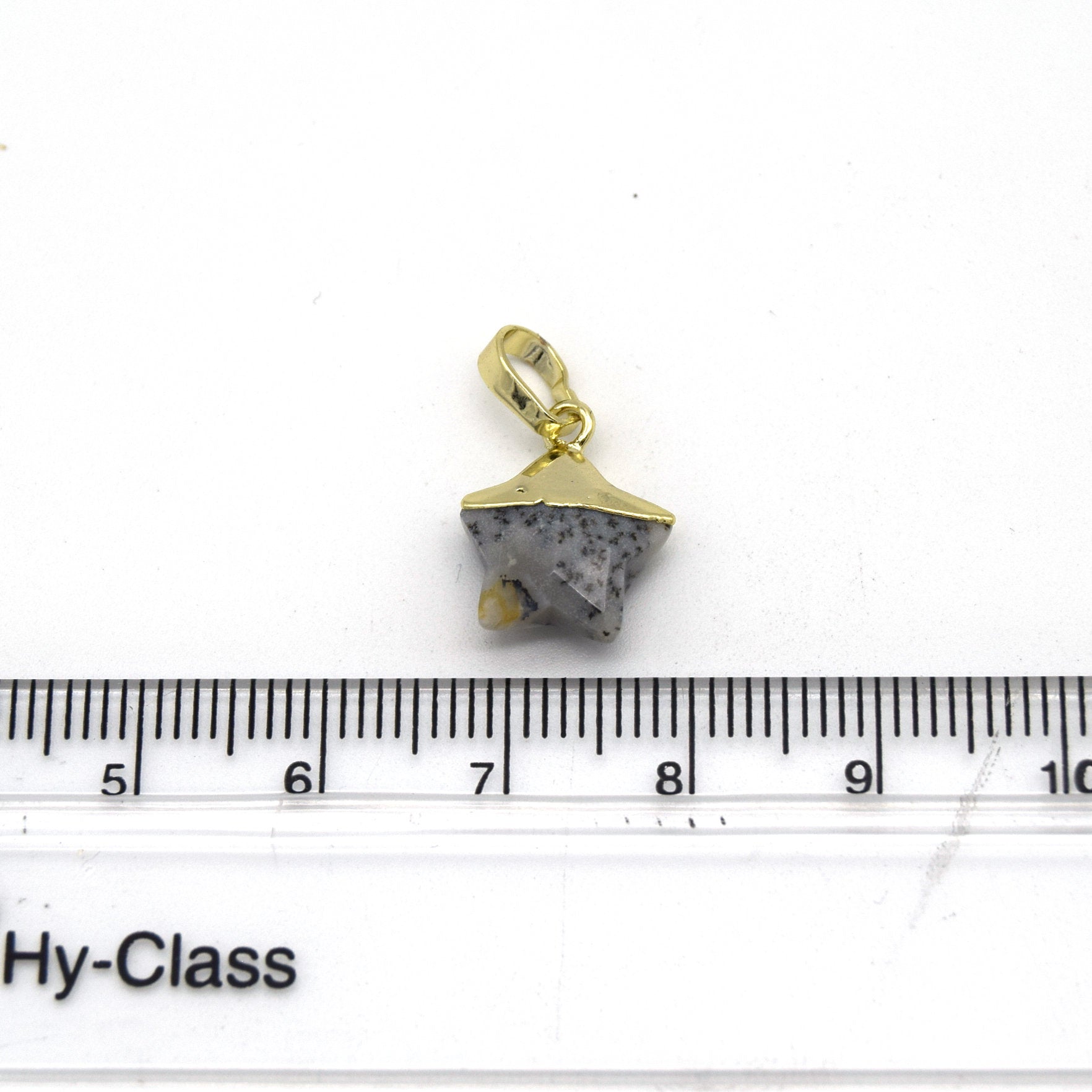 12mm x 12mm Dendritic Opal Faceted Star Shaped Pendant Component with Gold Bail