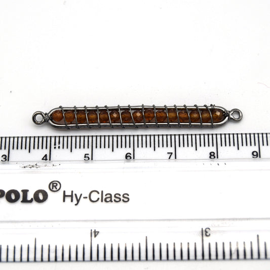 Garnet Bezel | 42mm x 4mm Gunmetal Wire Wrapped Bead Inclosure Pendant Connector