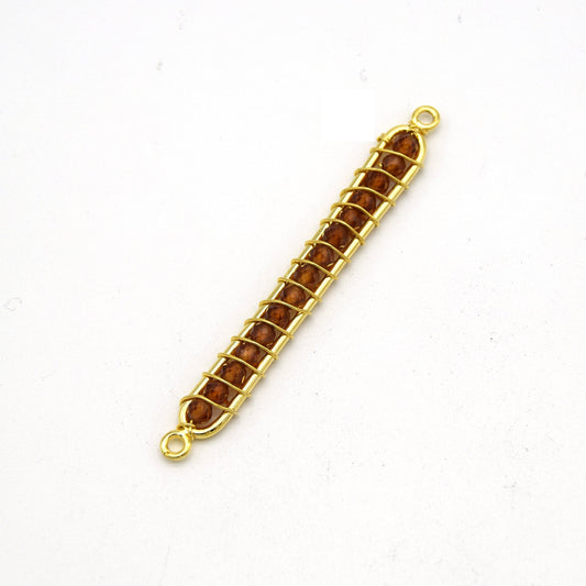 Garnet Bead Bezel | 42mm x 4mm Gold Wire Wrapped Inclosure Pendant Connector