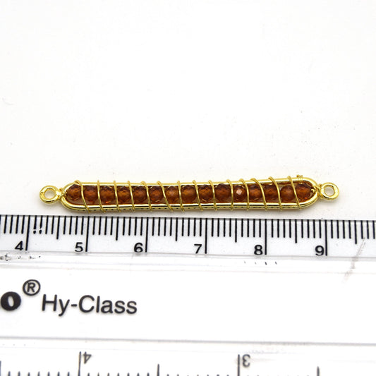 Garnet Bead Bezel | 42mm x 4mm Gold Wire Wrapped Inclosure Pendant Connector