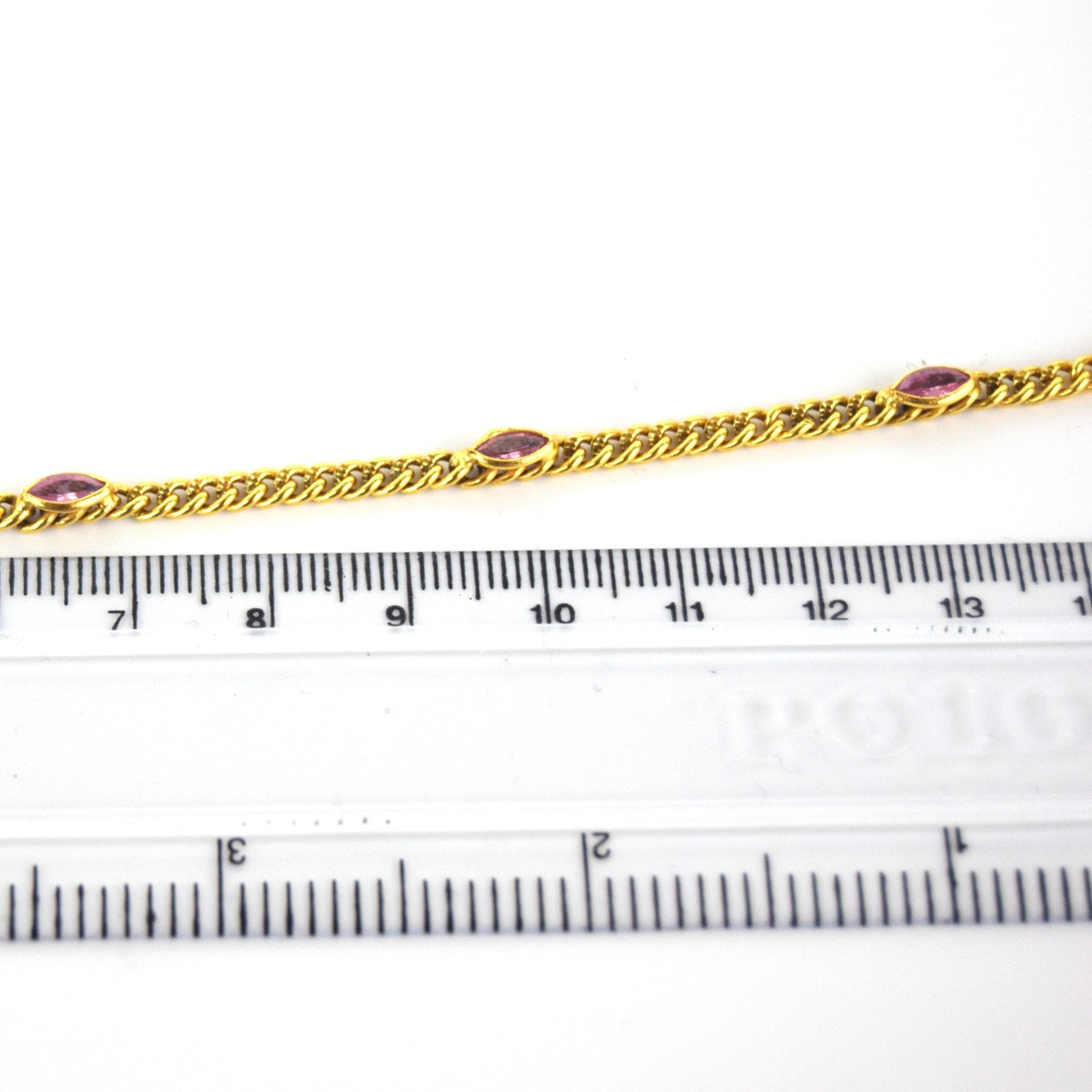 Gold Plated Copper Spaced 6mm Faceted Pink Hydro Quartz Marquise Bezel Link Rosary Chain