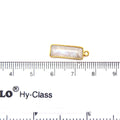 Gold Vermeil Faceted Cut Stone Rectangle Shaped Rainbow Moonstone Bezel Pendant - Measuring 5mm x 15mm - Sold Per Piece