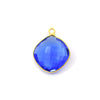 Gold Plated Faceted Hydro (Lab Created) Transparent Cobalt Diamond Shaped Bezel Pendant - Measuring 21mm x 21mm - Sold Individually