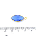 Gold Plated Faceted Hydro (Lab Created) Transparent Cobalt Marquise Style Bezel Pendant - Measuring 11mm x 20mm - Sold Individually