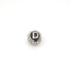Clearance!! Silver 11mm Double-sided Letter "D"  Rhinestone Banded Round/Ball Shaped Bead