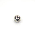 Clearance!! Silver 11mm Double-sided Letter "D"  Rhinestone Banded Round/Ball Shaped Bead