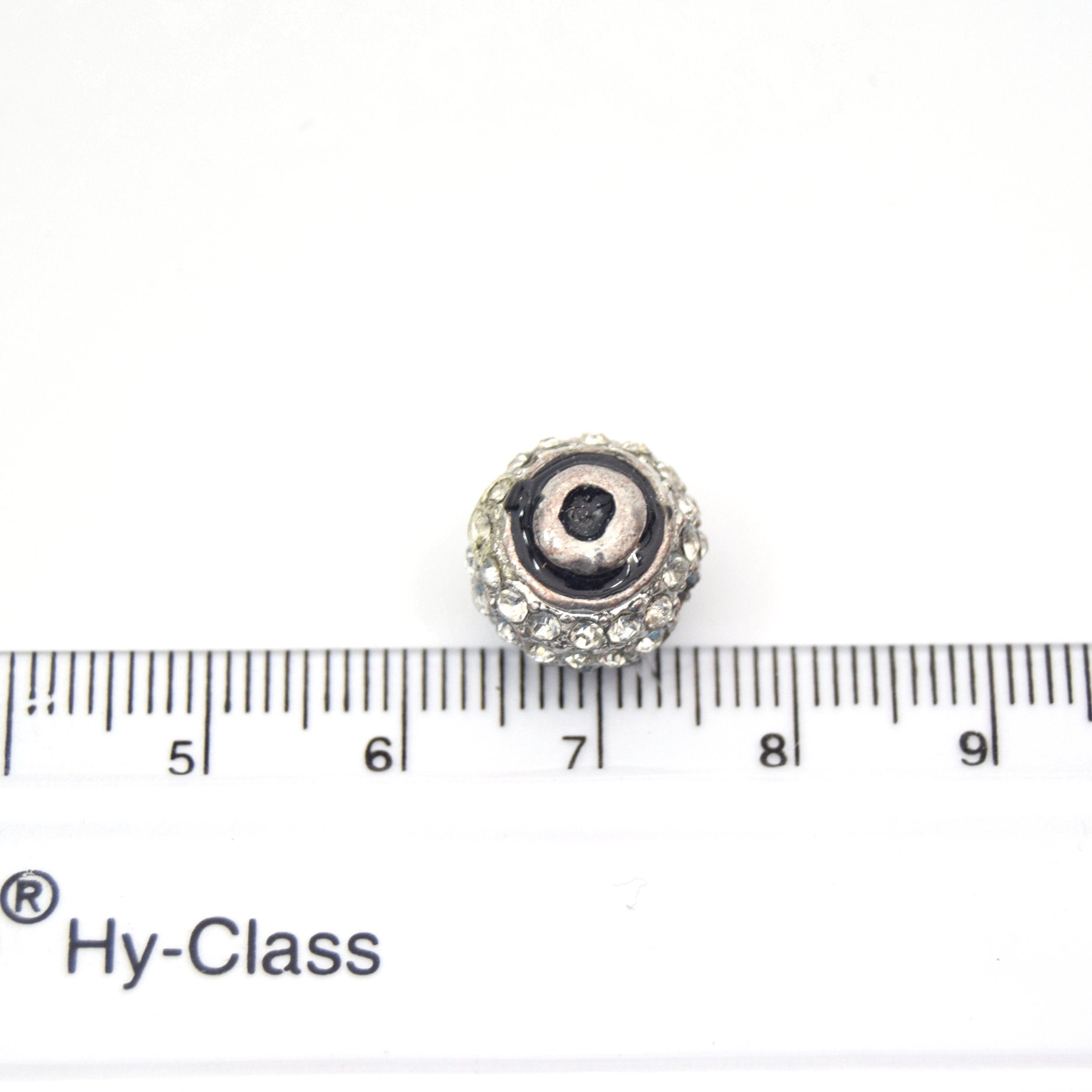Clearance!! Silver 11mm Double-sided Letter "O"  Rhinestone Banded Round/Ball Shaped Bead