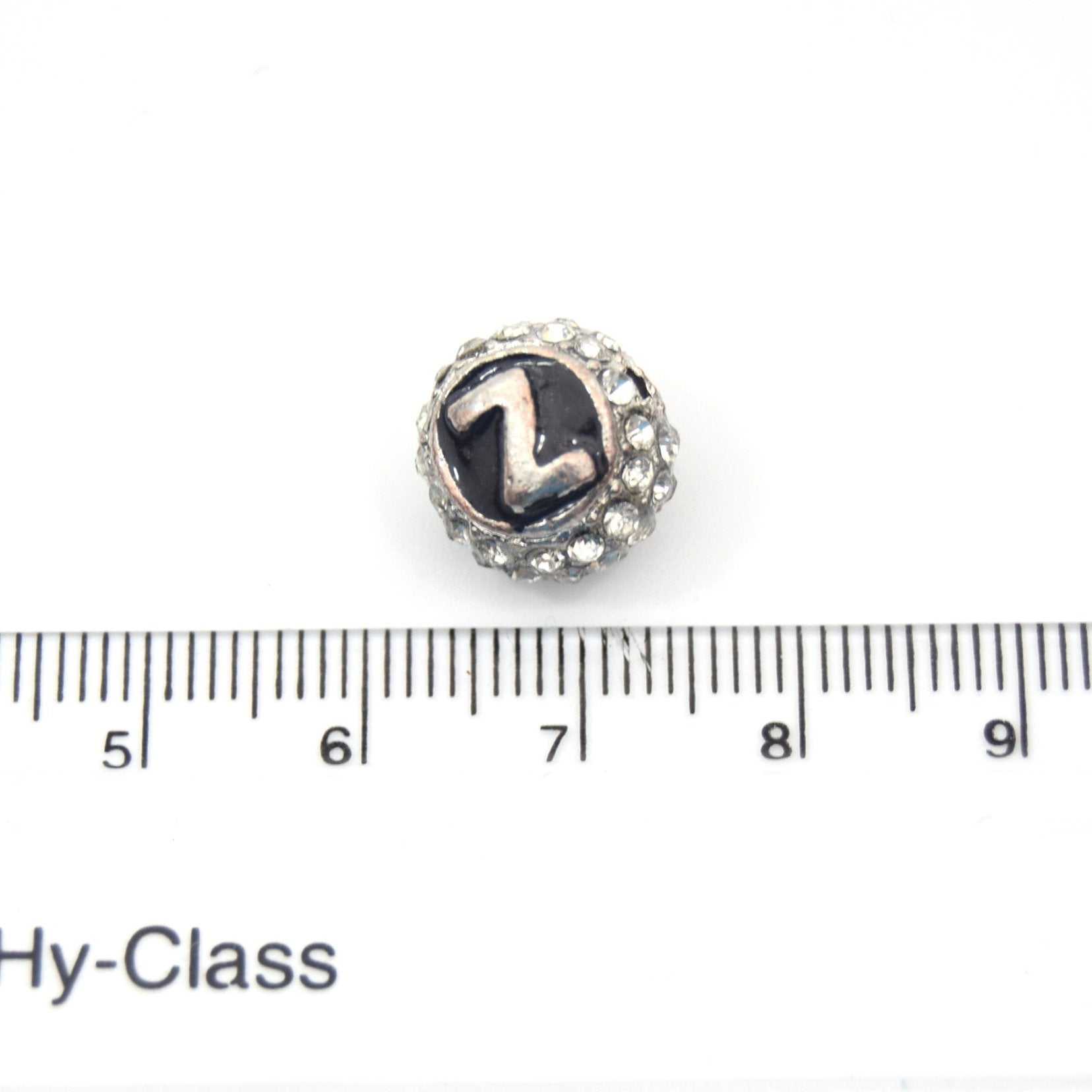 Clearance!! Silver 11mm Double-sided Letter "Z"  Rhinestone Banded  Round/Ball Shaped Bead