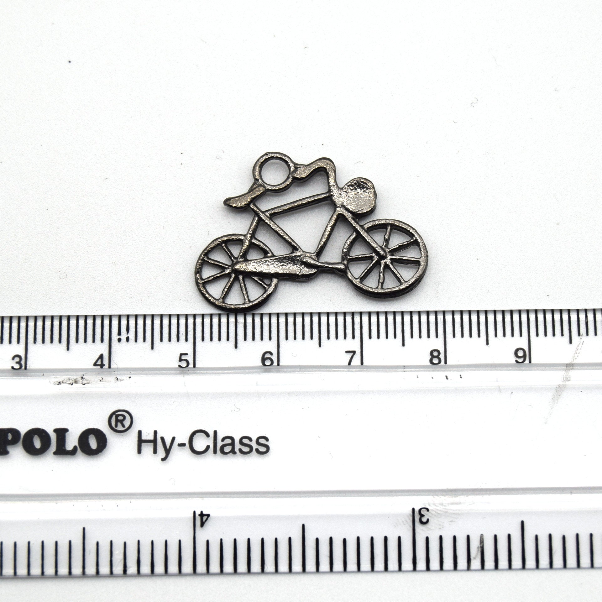 20mm x 29mm Gunmetal Plated Copper Antique Bicycle Pendant with One Ring - Sold Indivually