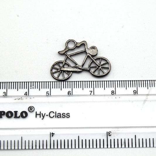 20mm x 29mm Gunmetal Plated Copper Antique Bicycle Pendant with One Ring - Sold Indivually