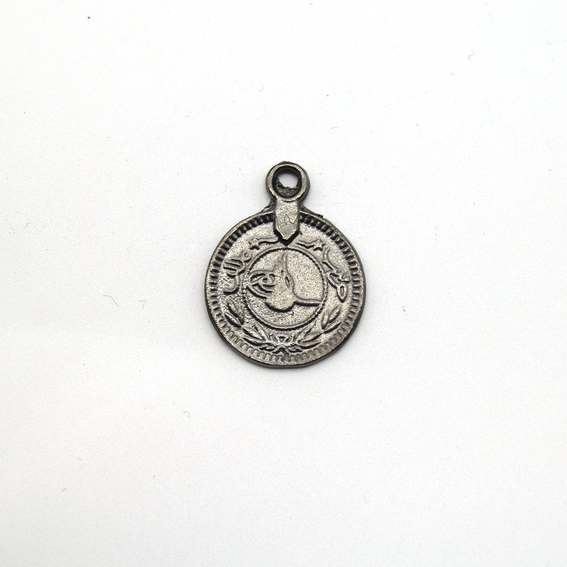 20mm x 20mm Antique Brass Plated Copper Arabic Coin Charm/Pendant with One Ring - Sold Individually