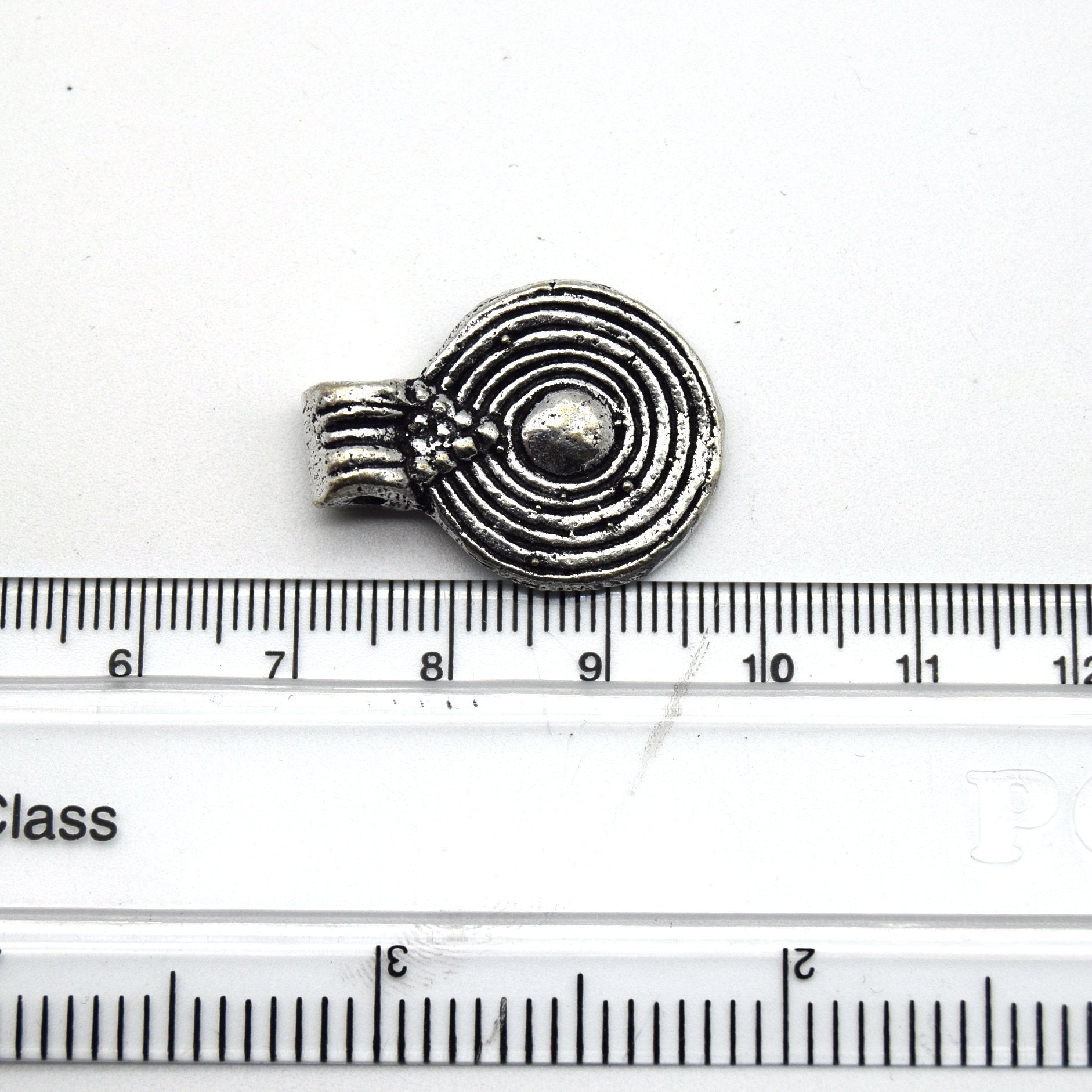 19mm x 20mm Silver Plated Copper Embellished Spiral Coin Charm/Pendant - Sold Individually