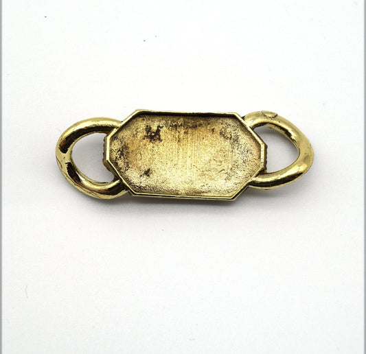 52mm x 18mm Oxidized Gold Plated Ornate Religious Band Buckle Shaped Connector - Sold Individually