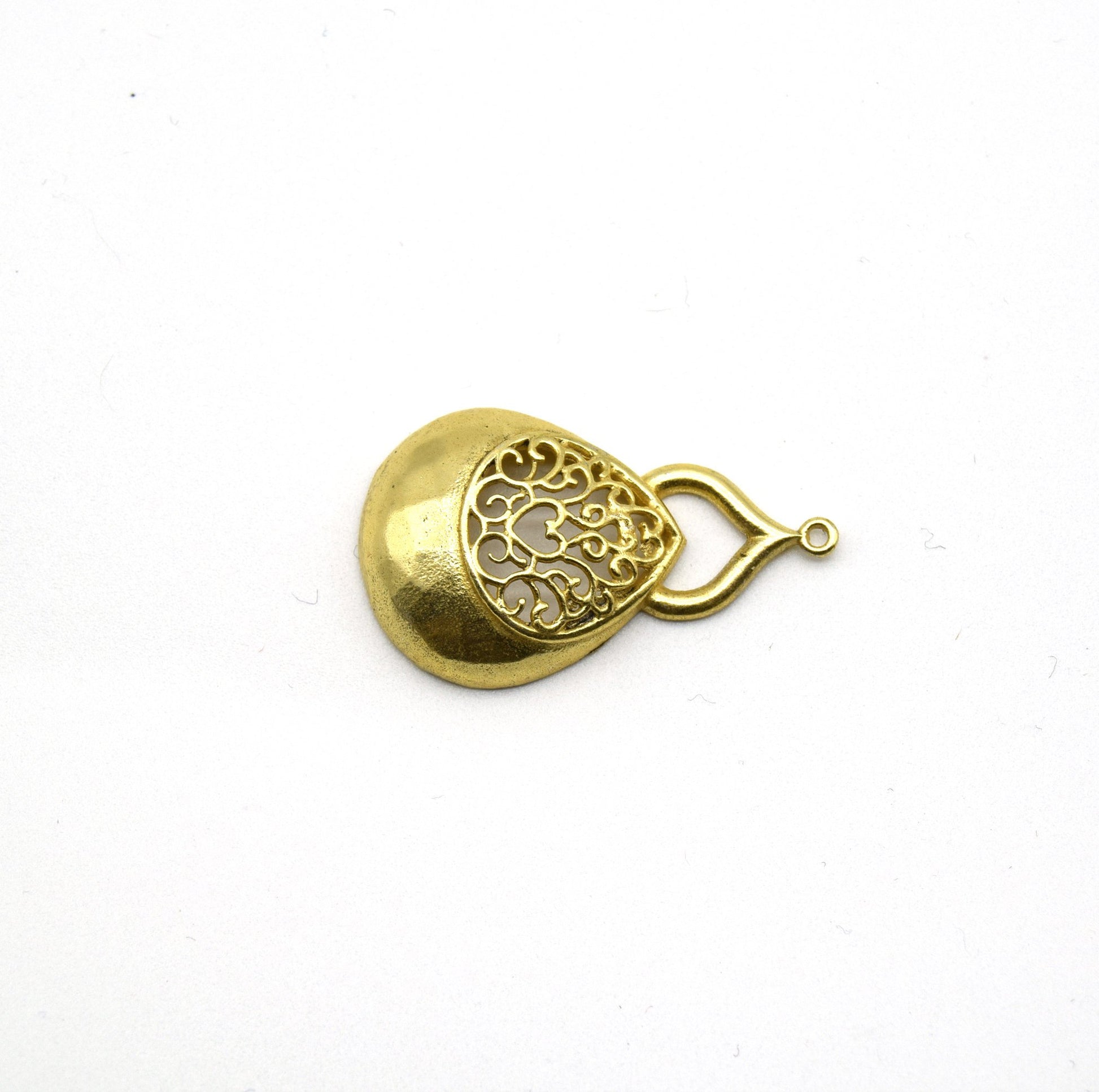 24mm x 30mm Gold Plated Symmetrical Cut-Out Domed Pear/Teardrop Shaped Pendant - Sold Individually