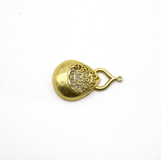 24mm x 30mm Gold Plated Symmetrical Cut-Out Domed Pear/Teardrop Shaped Pendant - Sold Individually