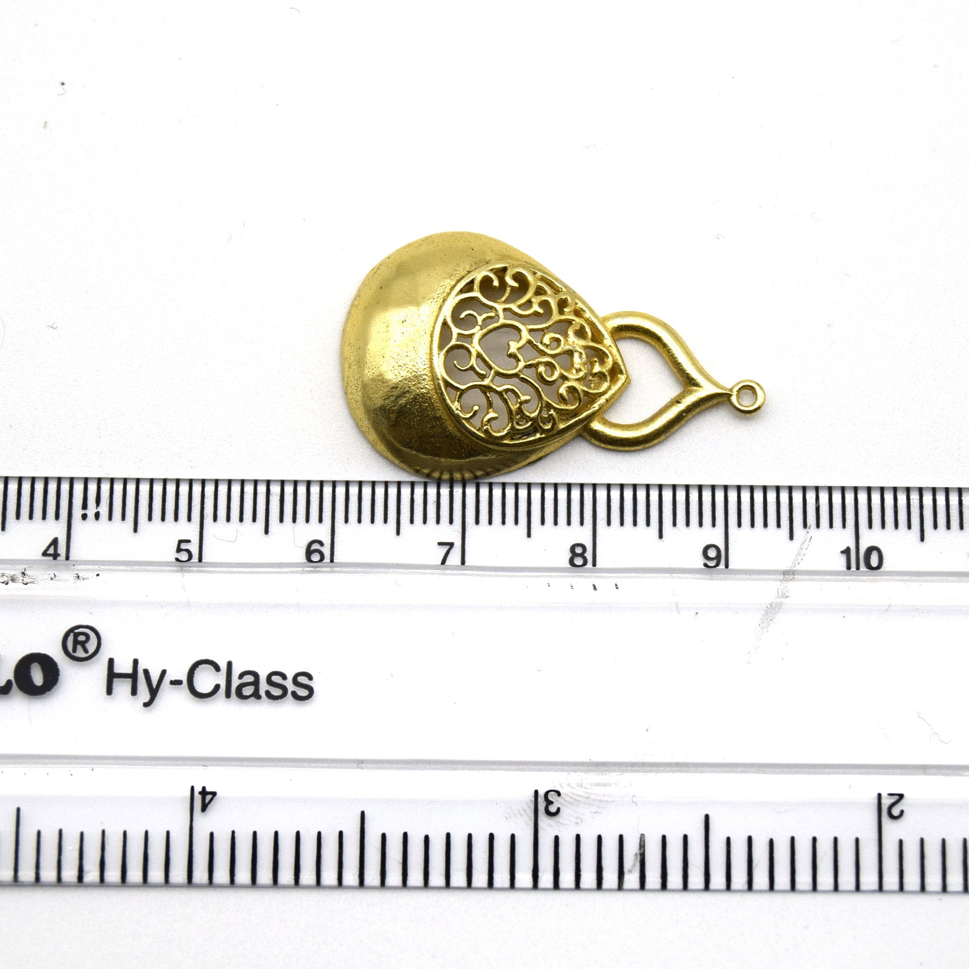 24mm x 30mm Gold Plated Symmetrical Cut-Out Domed Pear/Teardrop Shaped Pendant - Sold Individually