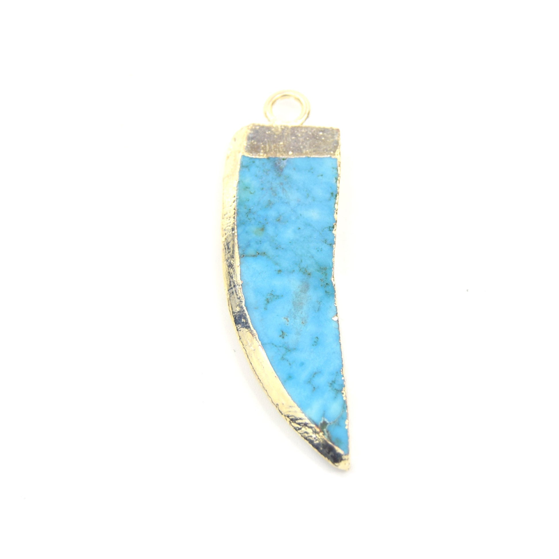Silver Electroplated Brazilian Turquoise Tusk/Claw Shaped Focal Pendant - Measuring 18mm x 60mm, Approximately