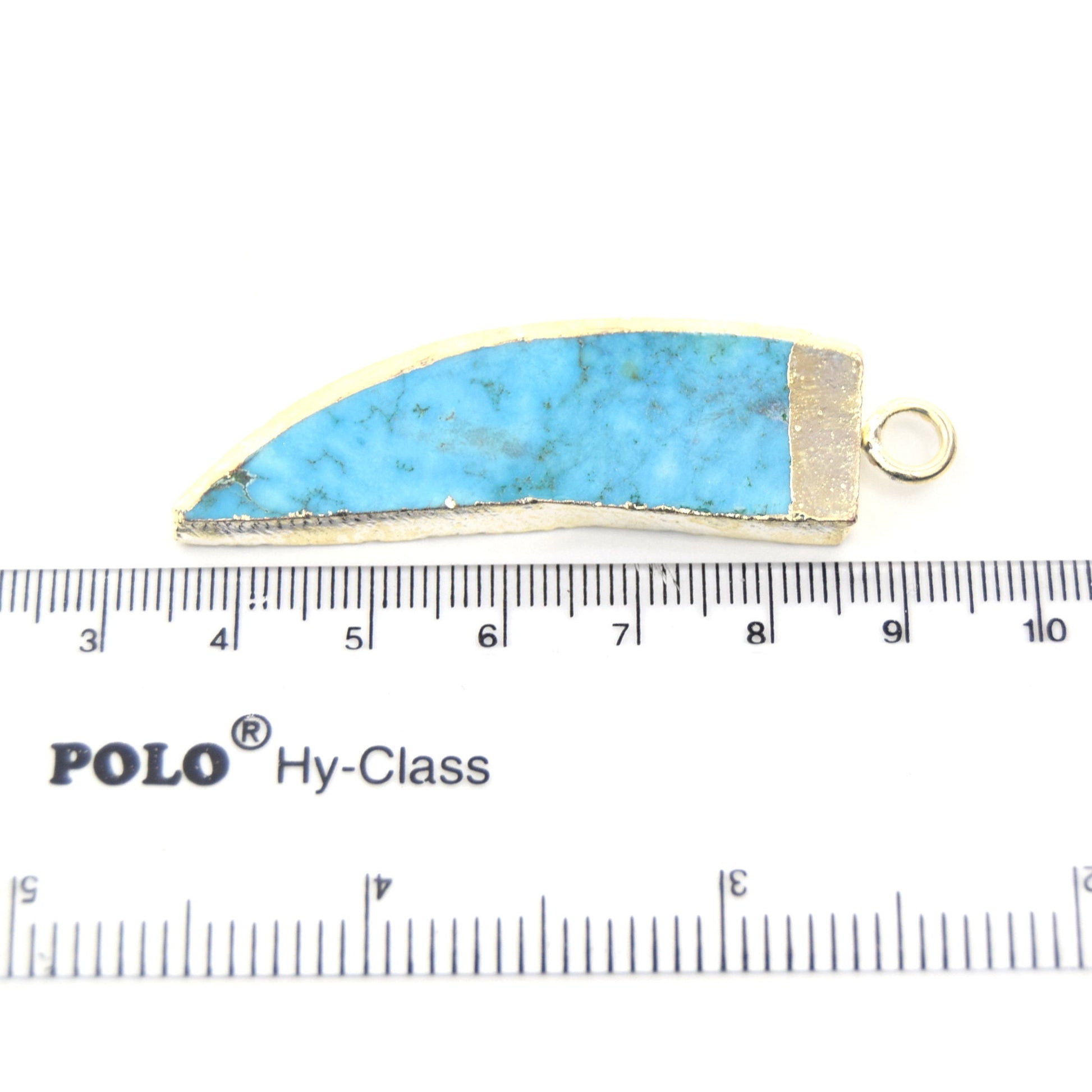 Silver Electroplated Brazilian Turquoise Tusk/Claw Shaped Focal Pendant - Measuring 18mm x 60mm, Approximately