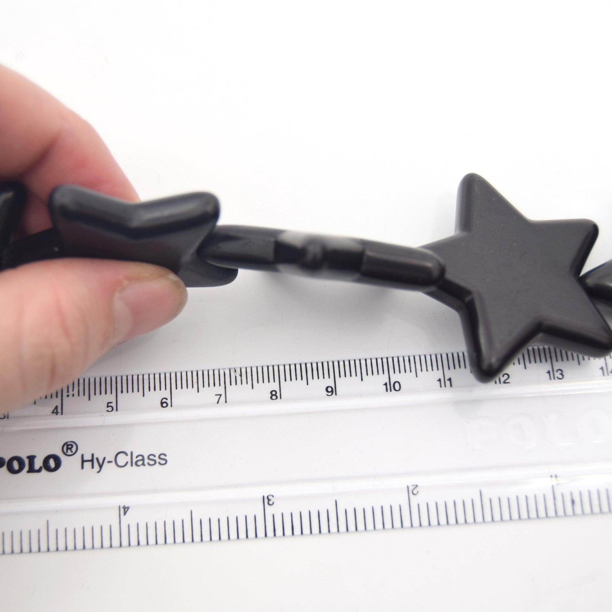 42mm Jet Black Howlite Star Shaped Beads with 1mm Holes - (Approx. 16.5" Strand ~ 12 Beads)