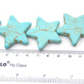35mm Veined Turquoise Howlite Star Shaped Beads with 1mm Holes - (Approx. 15.5" Strand ~ 13 Beads)