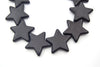 35mm Jet Black Howlite Star Shaped Beads with 1mm Holes - (Approx. 16.5" Strand ~ 14 Beads)