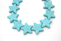 30mm Veined Turquoise Howlite Star Shaped Beads with 1mm Holes - (Approx. 16" Strand ~ 16 Beads)